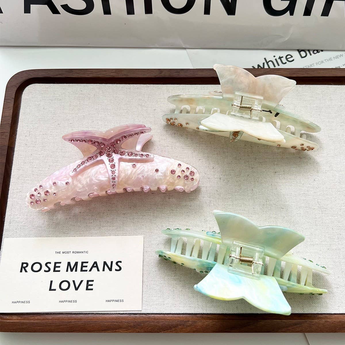 Rhinestone Starfish Hair Claw, Sweet Acetate Clip