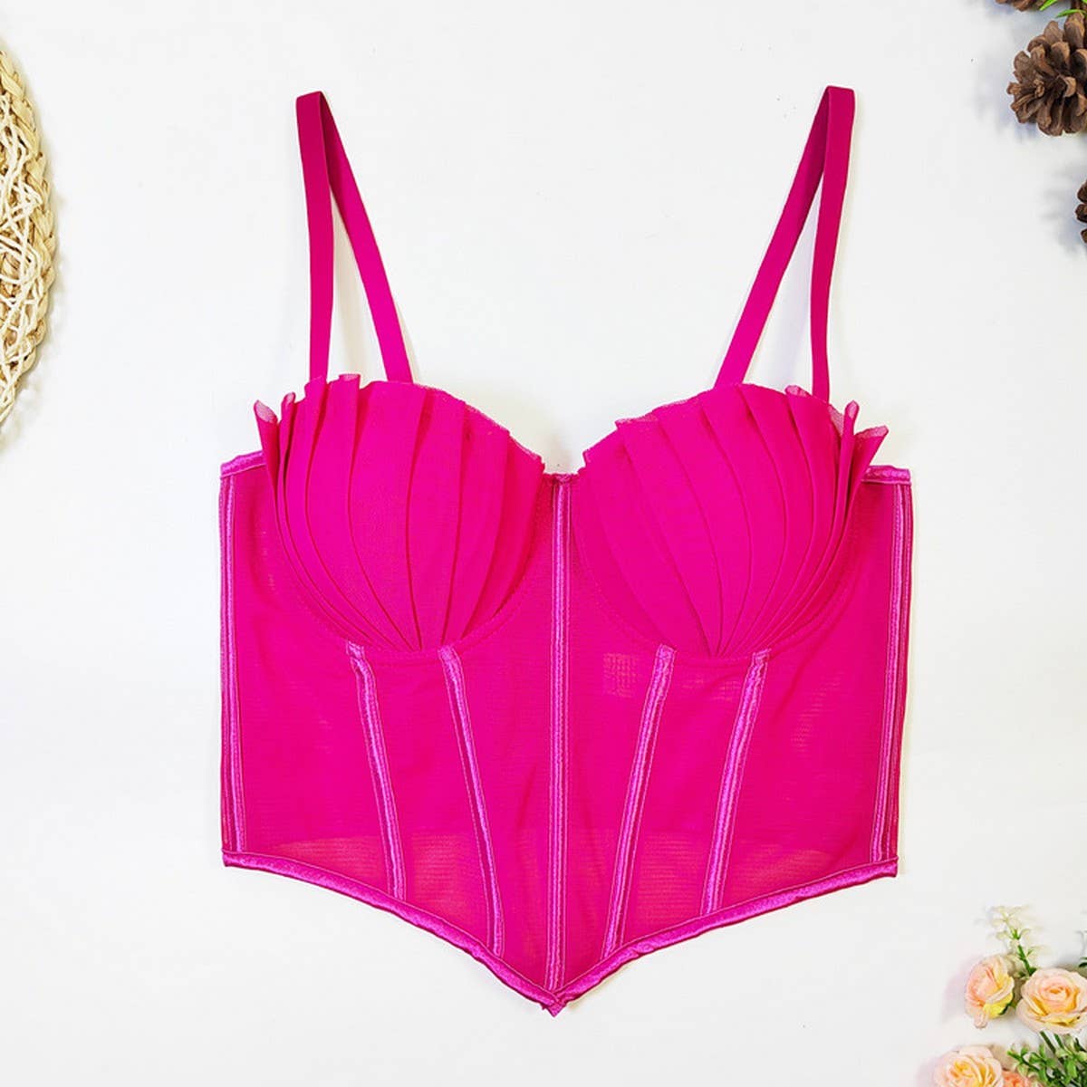 DESIGNER MESH LACE HERRINGBONE BRA