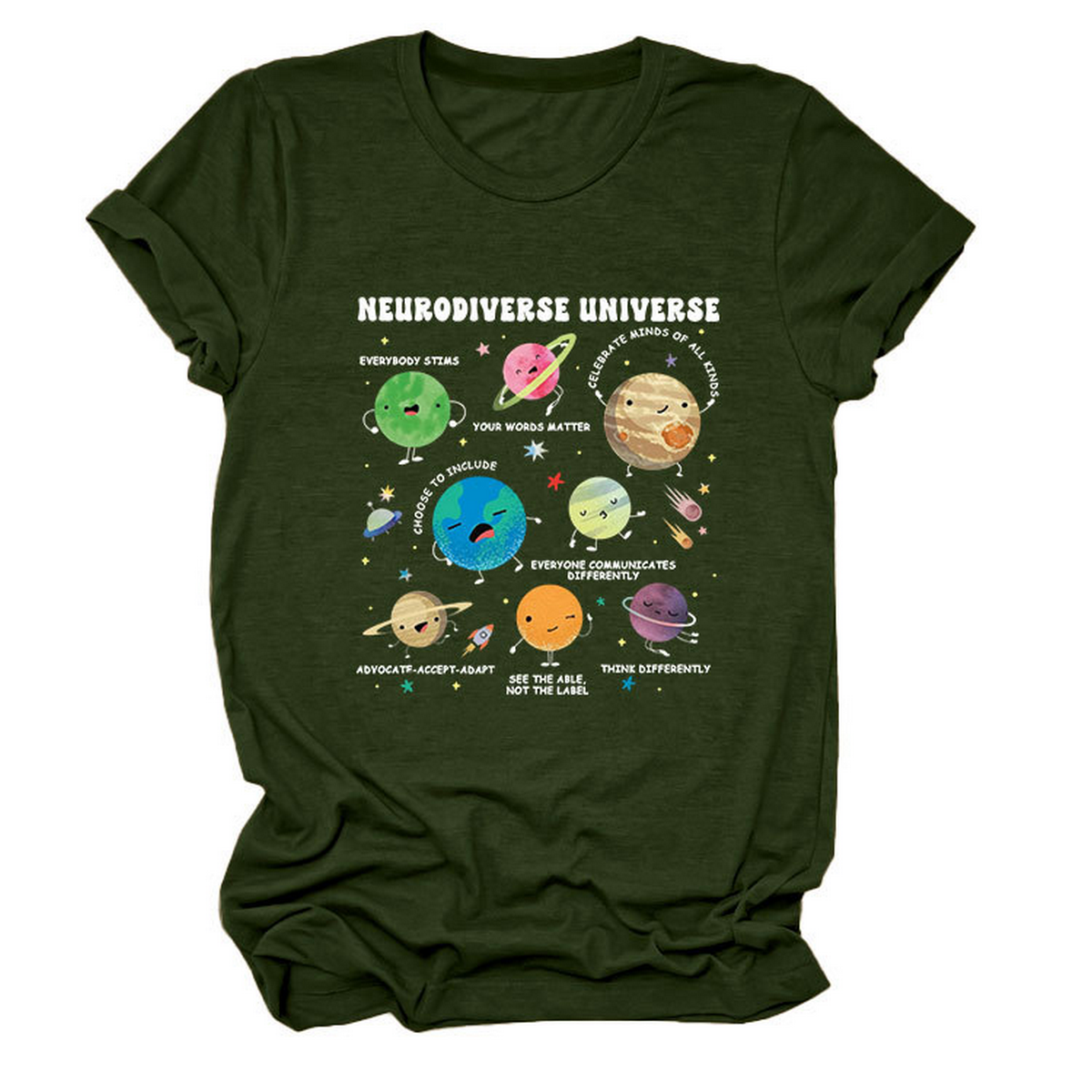 Casual Cute Tee ??Neurodiverse Universe Design_CWTTSL0513