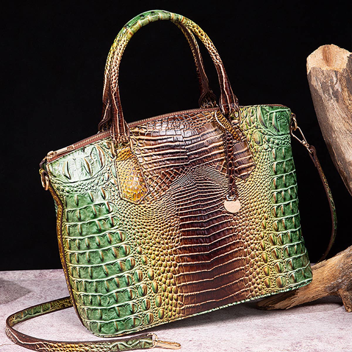 CLASSY CROCODILE PATTERN TOP HANDLE BAG_CWAB0572