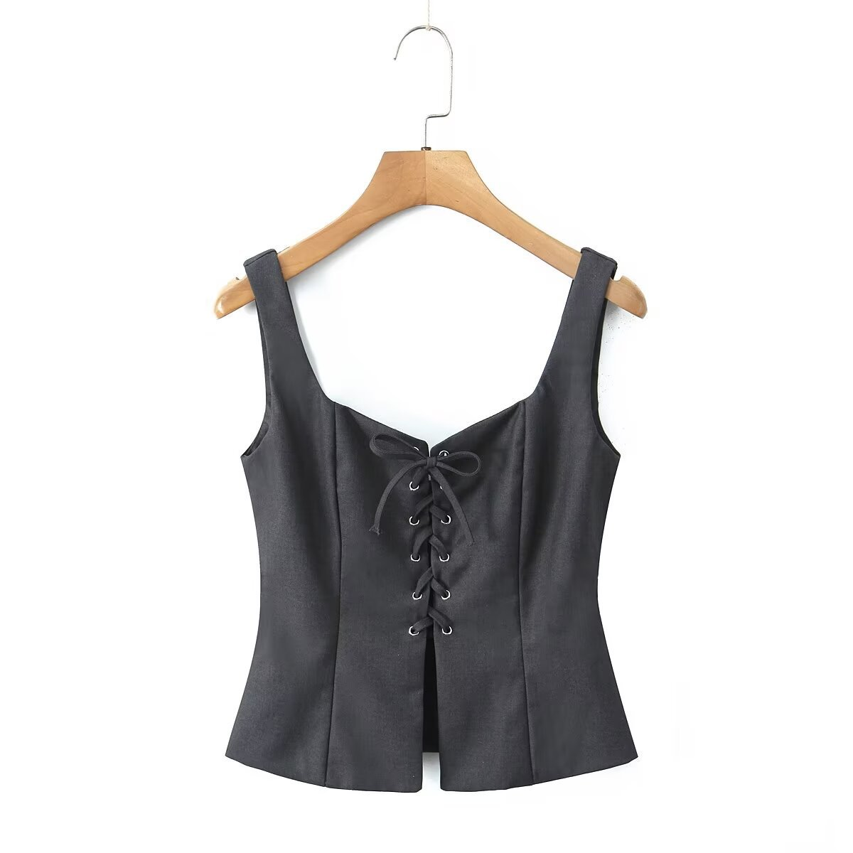 Stylish Tie Strap Vest ??Casual French Look_CWTHT0242
