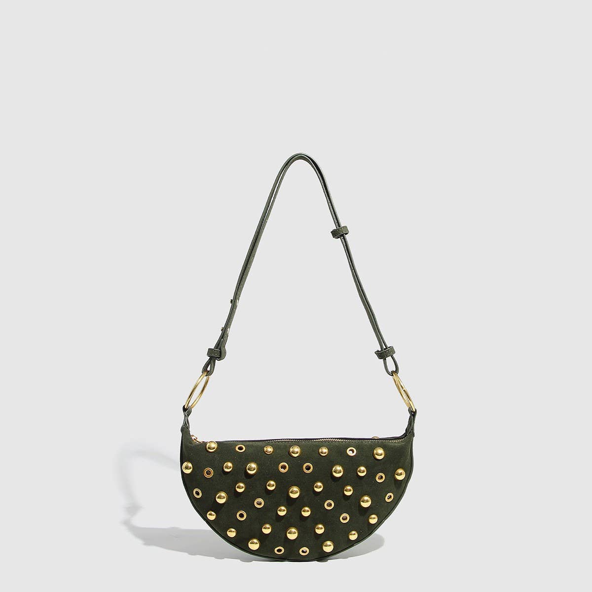 Studded Polka Dot Punk Shoulder Bag for Women_CWAB5679