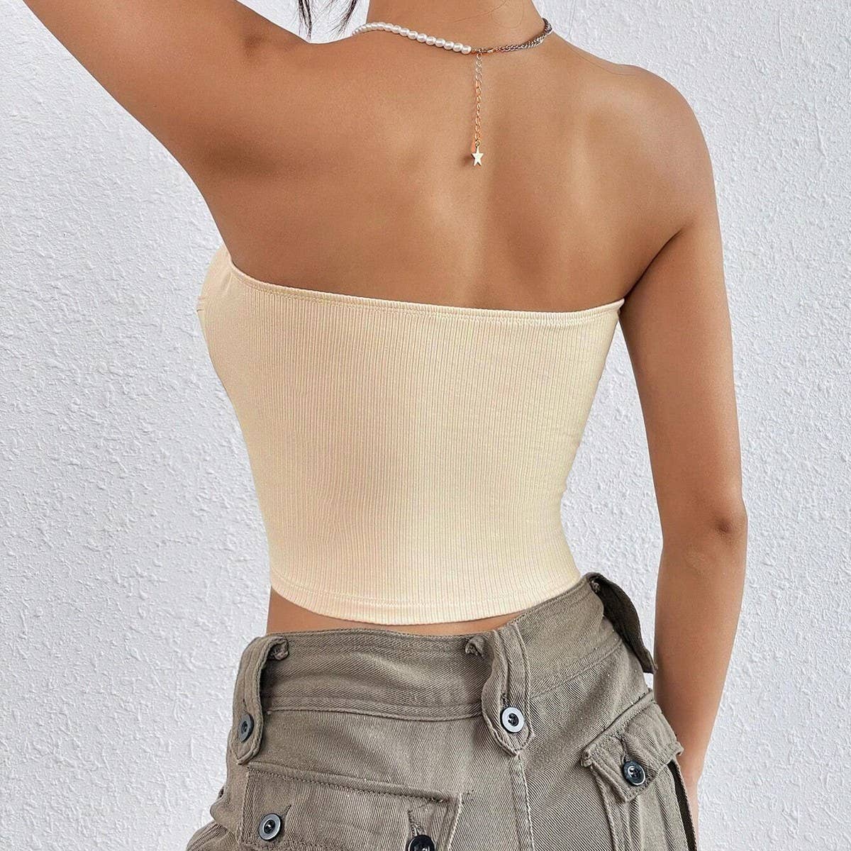 Sexy knit slimming strapless top