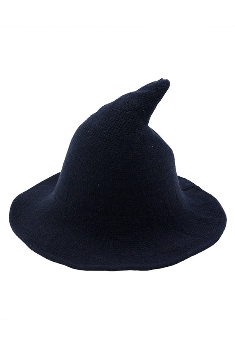 Halloween Knit Witch Hat, Wide Brim Pointed Top_CWAH0616