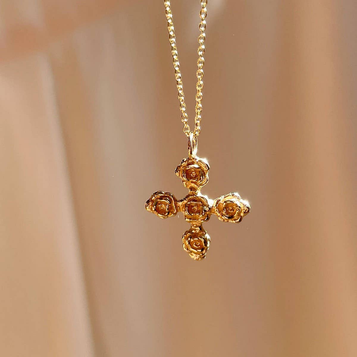 ROSE CROSS HALLOWEEN PENDANT NECKLACE