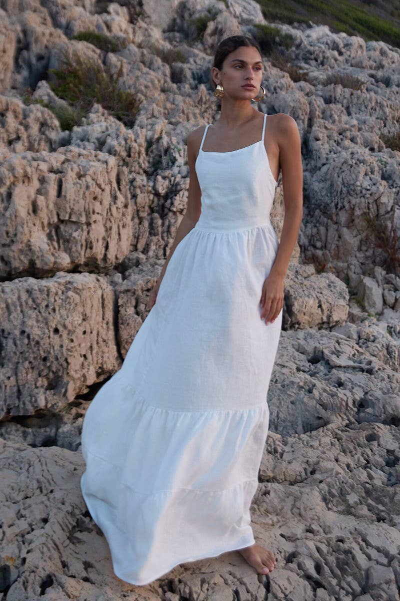 CWDMD5258_COTTON BACKLESS TIE-STRAP MAXI DRESS