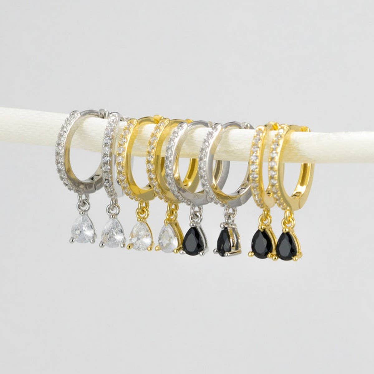 LIGHT LUXURY TEARDROP DIAMOND FRENCH EARRINGS