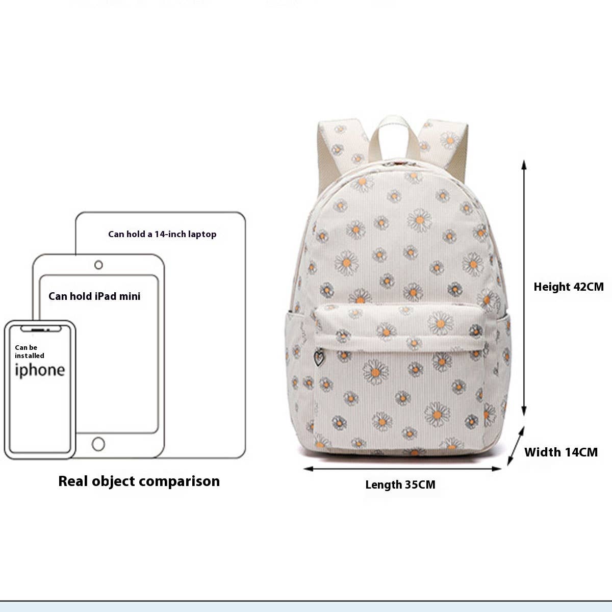 Corduroy Floral Backpacks for School Girls ? Large_CWAB5386