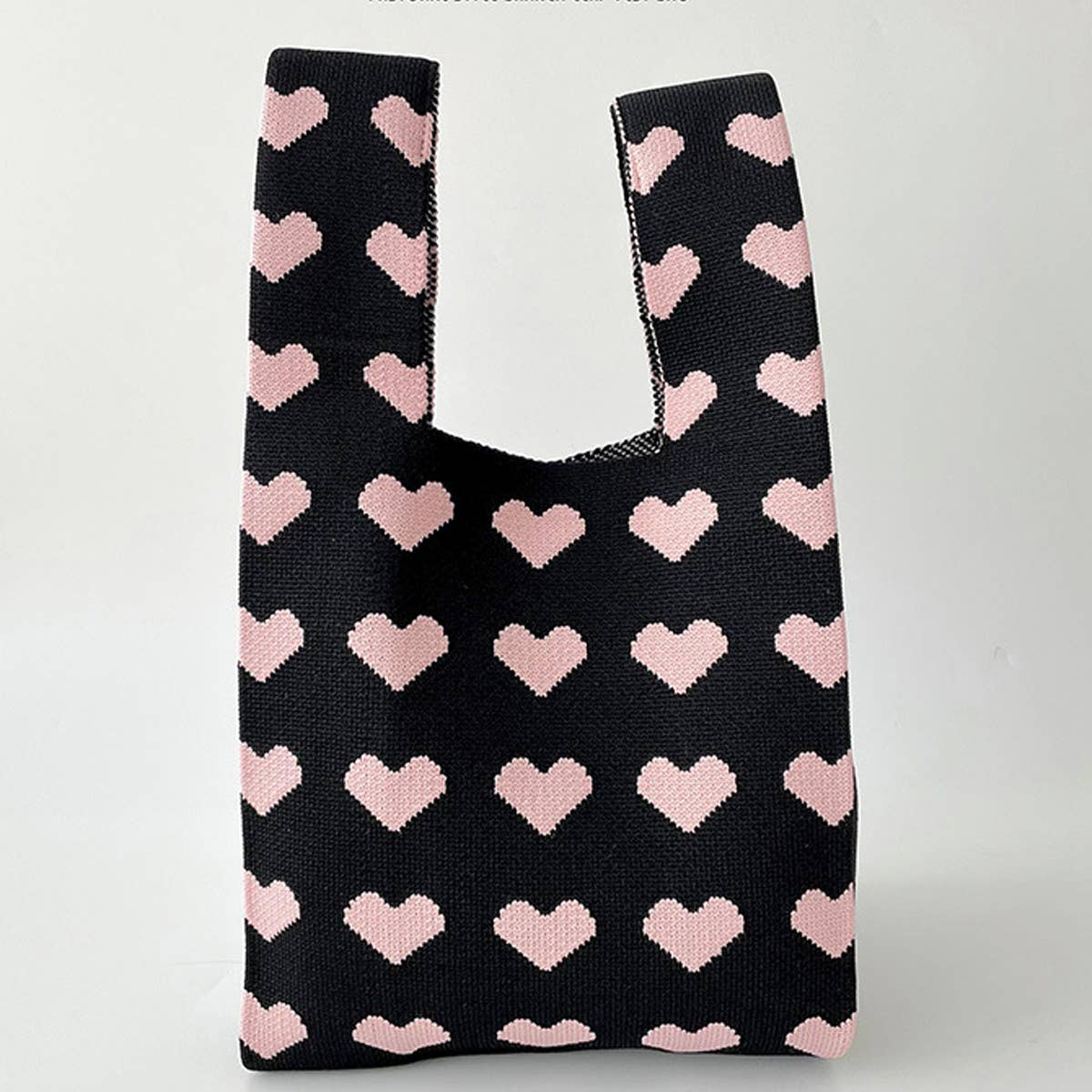 CONTRAST COLOR LOVE KNITTED TOTE BAG_CWAB1492