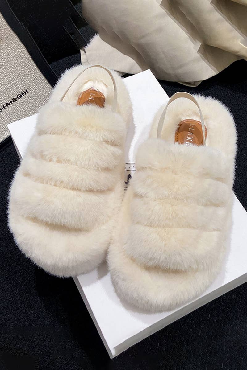 WOMEN FASHION HOME PLUSH OPEN TOE SLIPPERS