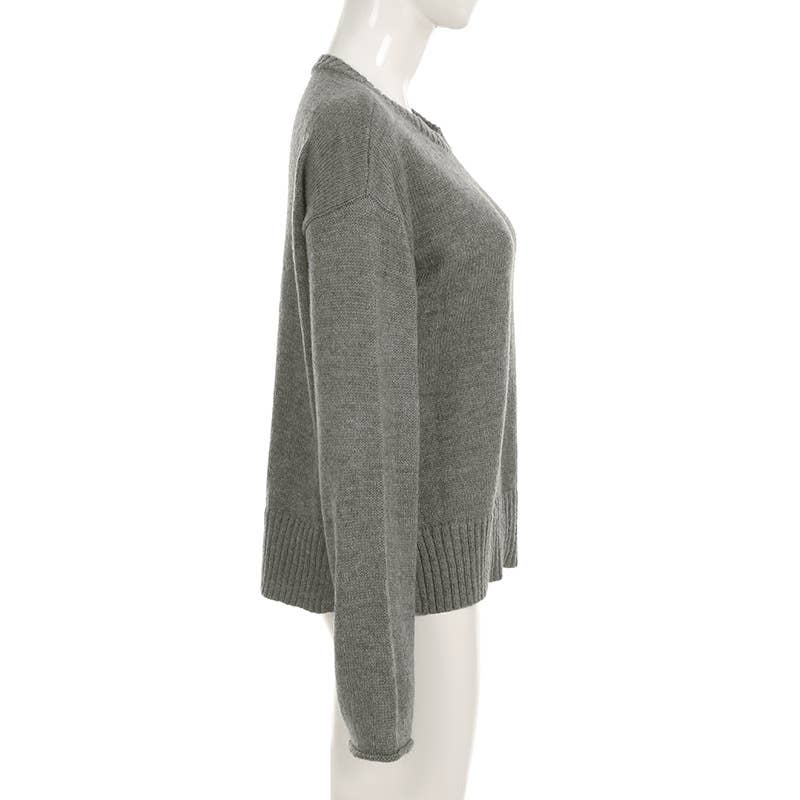 STYLISH DOUBLE-SIDE SPLIT CREW-NECK SWEATER