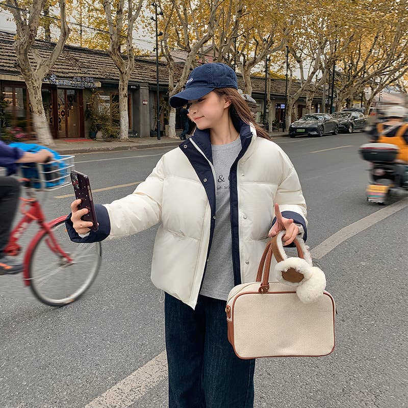 Short standing collar loose thick padded jacket