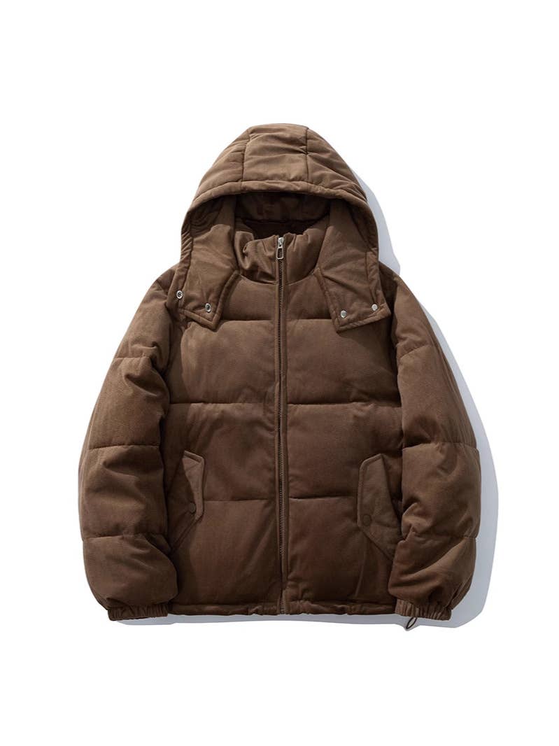 Hooded feels corduroy texture cotton-padded coat