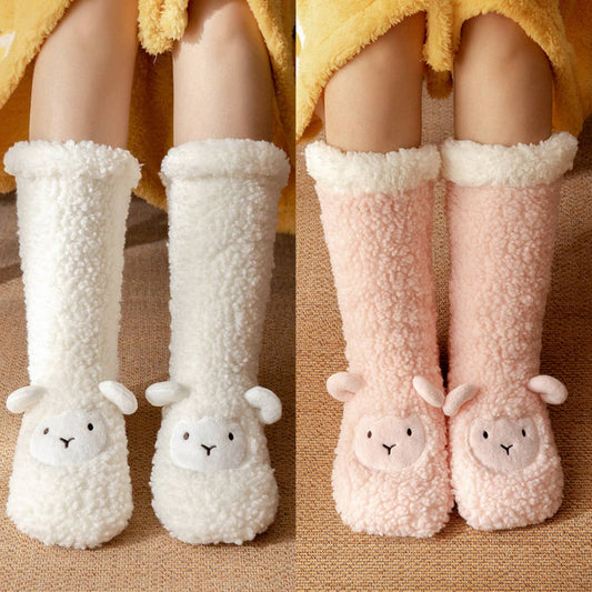 WOMEN LAMB PATTERN PLUSH INDOOR SLIPPERS