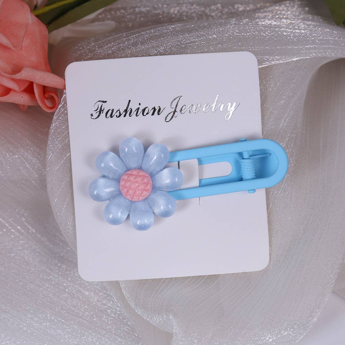 Dopamine-colored resin flower hair clips