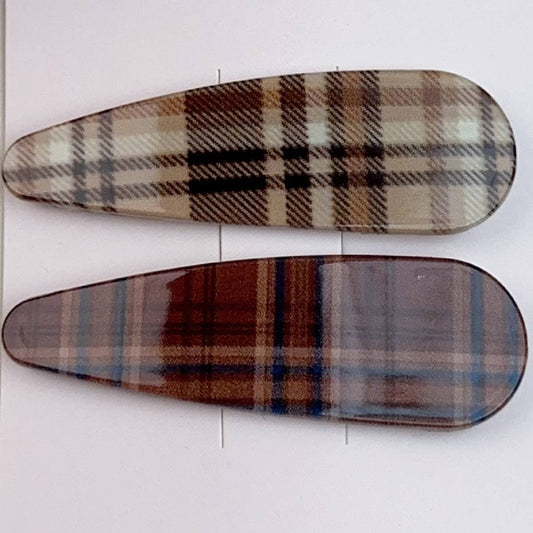 ATMOSPHERIC MILK COFFEE STRIPED PLAID BOBBY PIN