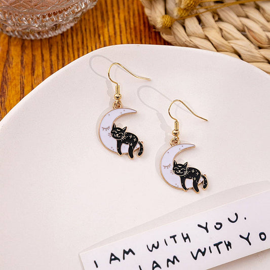 HALLOWEEN CARTOON CAT EARRINGS