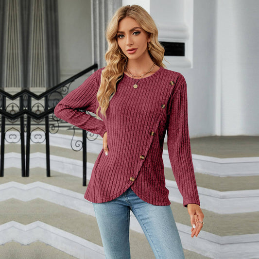 LONG SLEEVE CREW-NECK TULIP HEM KNIT BASE