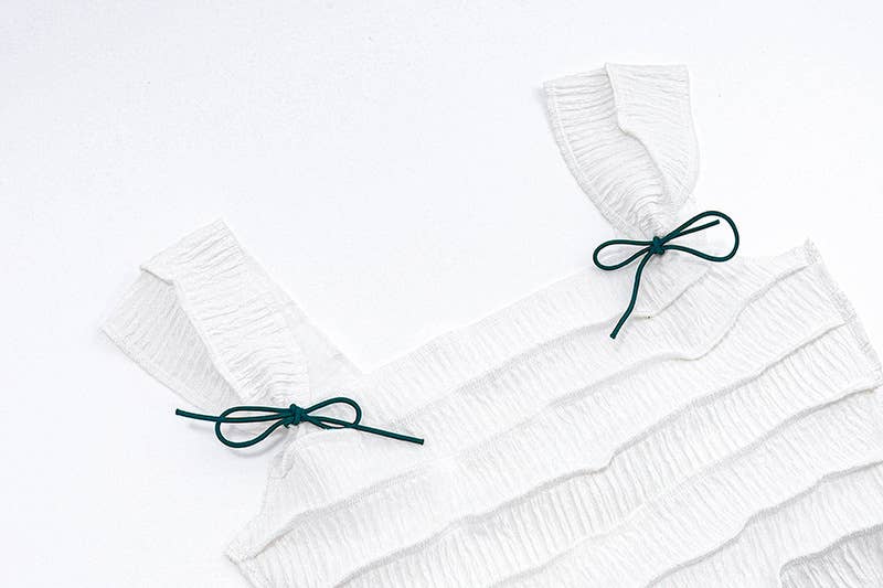 Striped Square Neck Ruched Sleeveless Crop Top