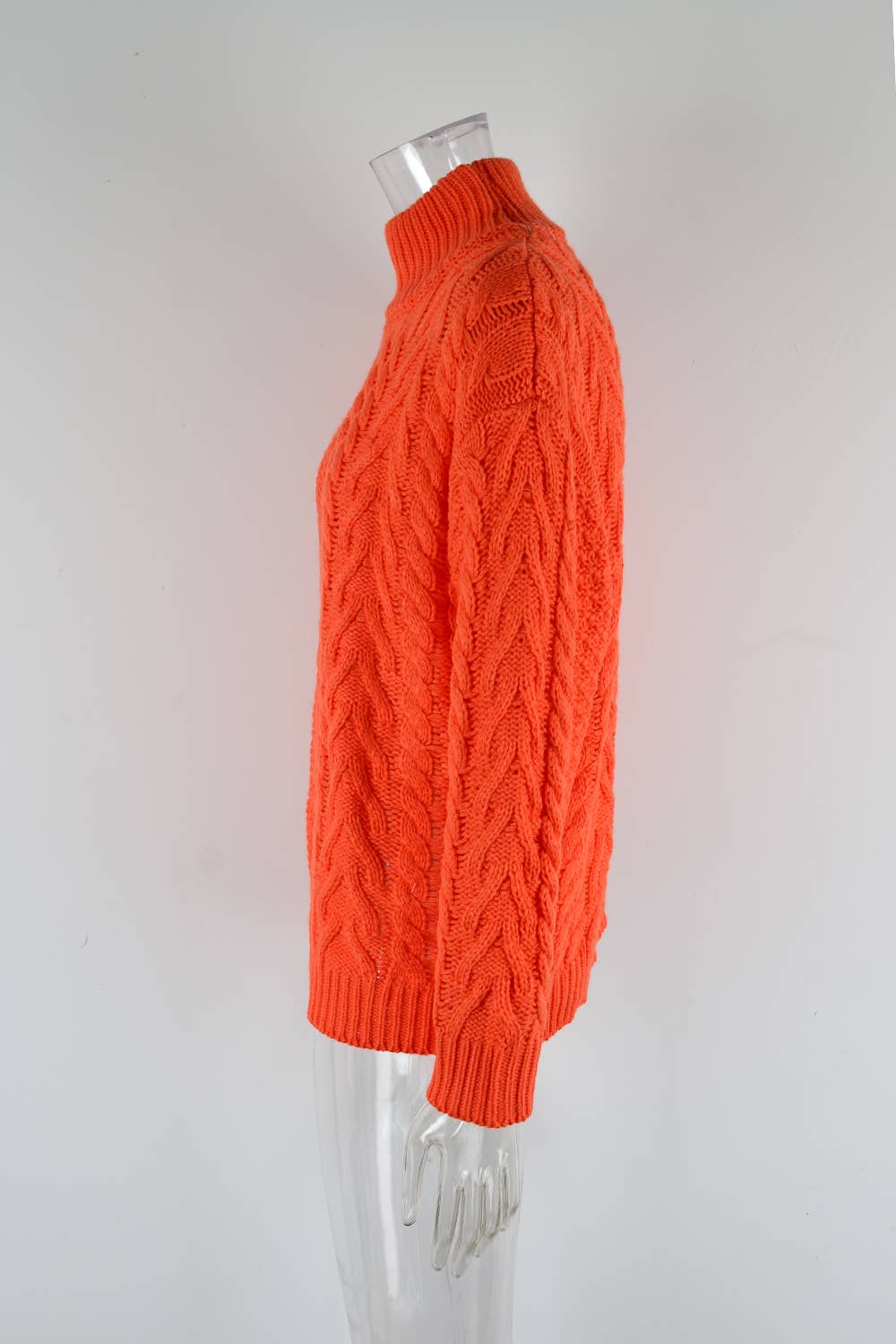 TWIST KNIT HALF TURTLENECK SOLID COLOR SWEATER
