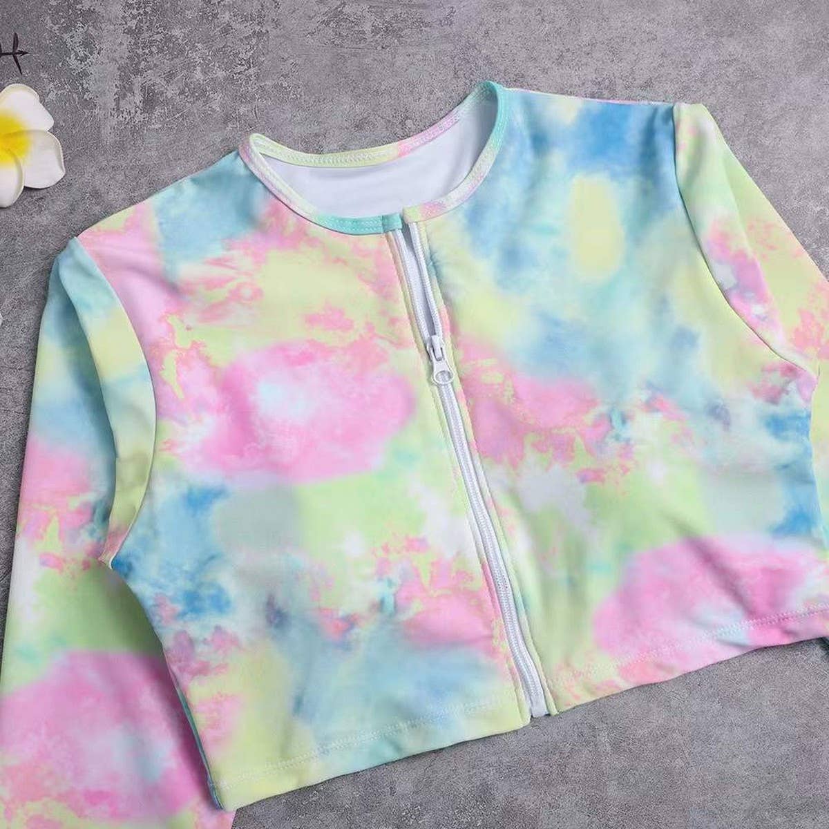 Womens Tie-Dye Bikini Set - Long Sleeve Swimsuit