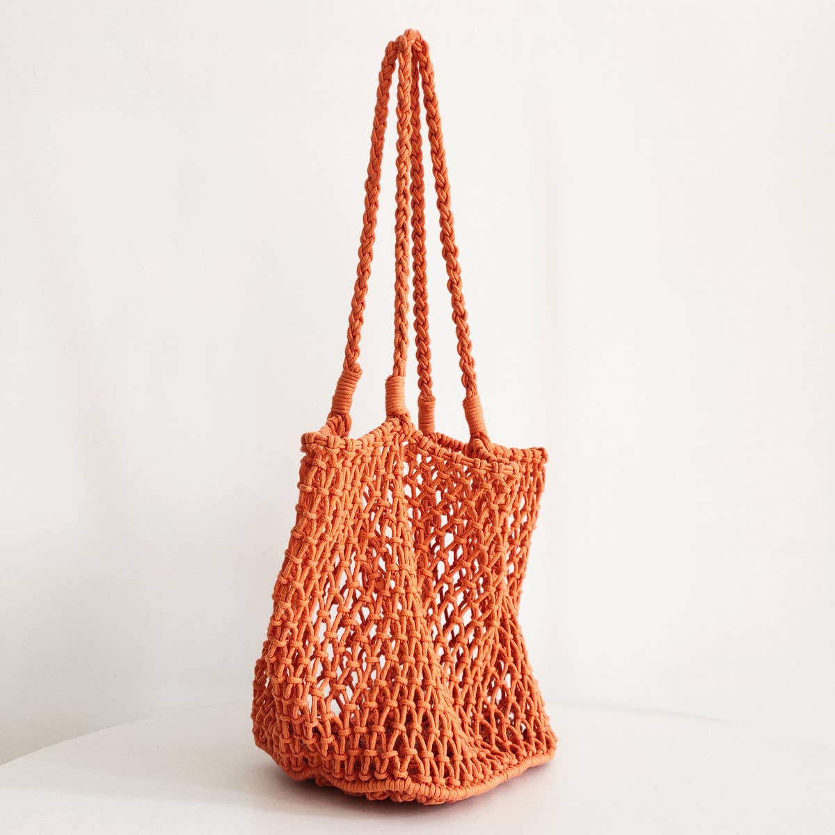 Woven Cotton Shoulder Beach Bag, Hollow Design_CWAB0809
