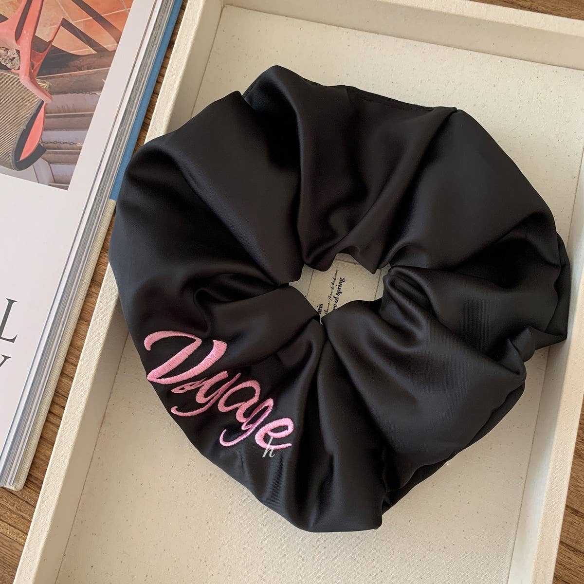 SATIN EMBROIDERED LETTER HEADBAND HAIR ACCESSORIES