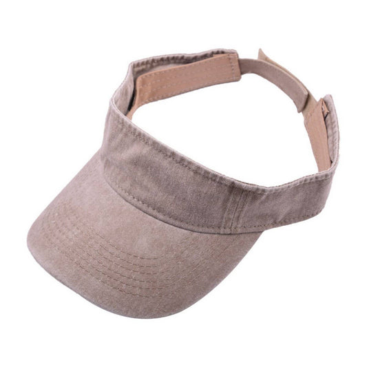 SOLID COLOR VINTAGE WASHED SUN VISOR SUNSHADE HAT_CWAH1219