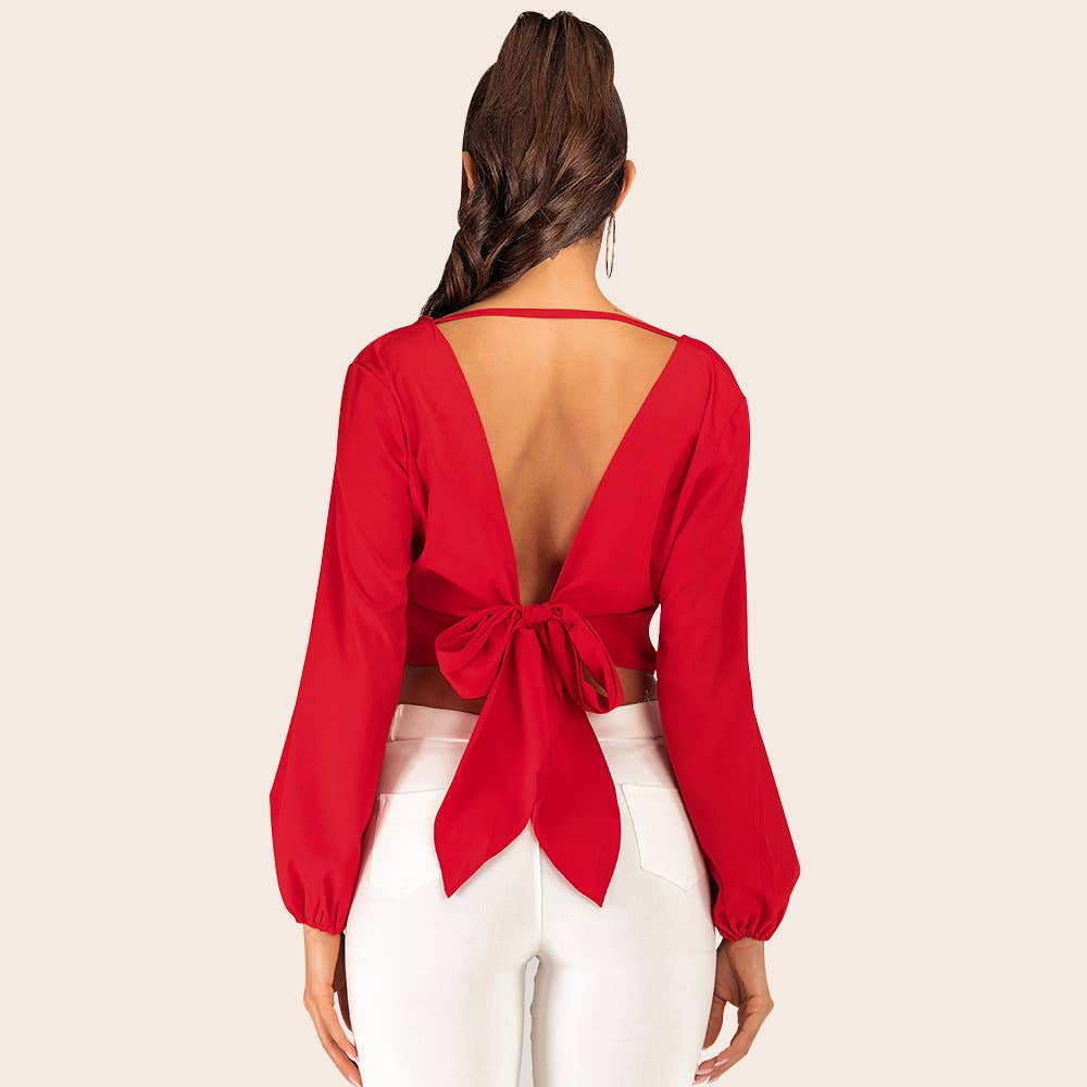 Short strapless solid-color sexy shirt