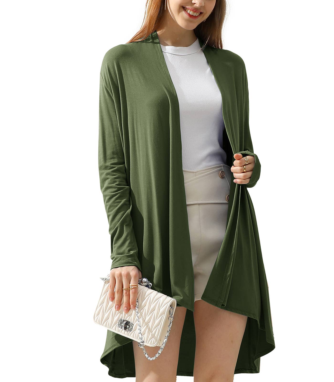 AWTL074_Long Sleeve Casual Open Front Long Cardigan