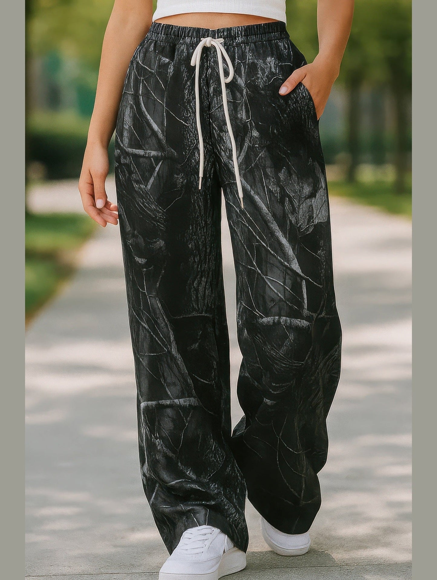 Stretch Waist Camo Print Pants ??Comfortable Cotton Blend Women's Pants